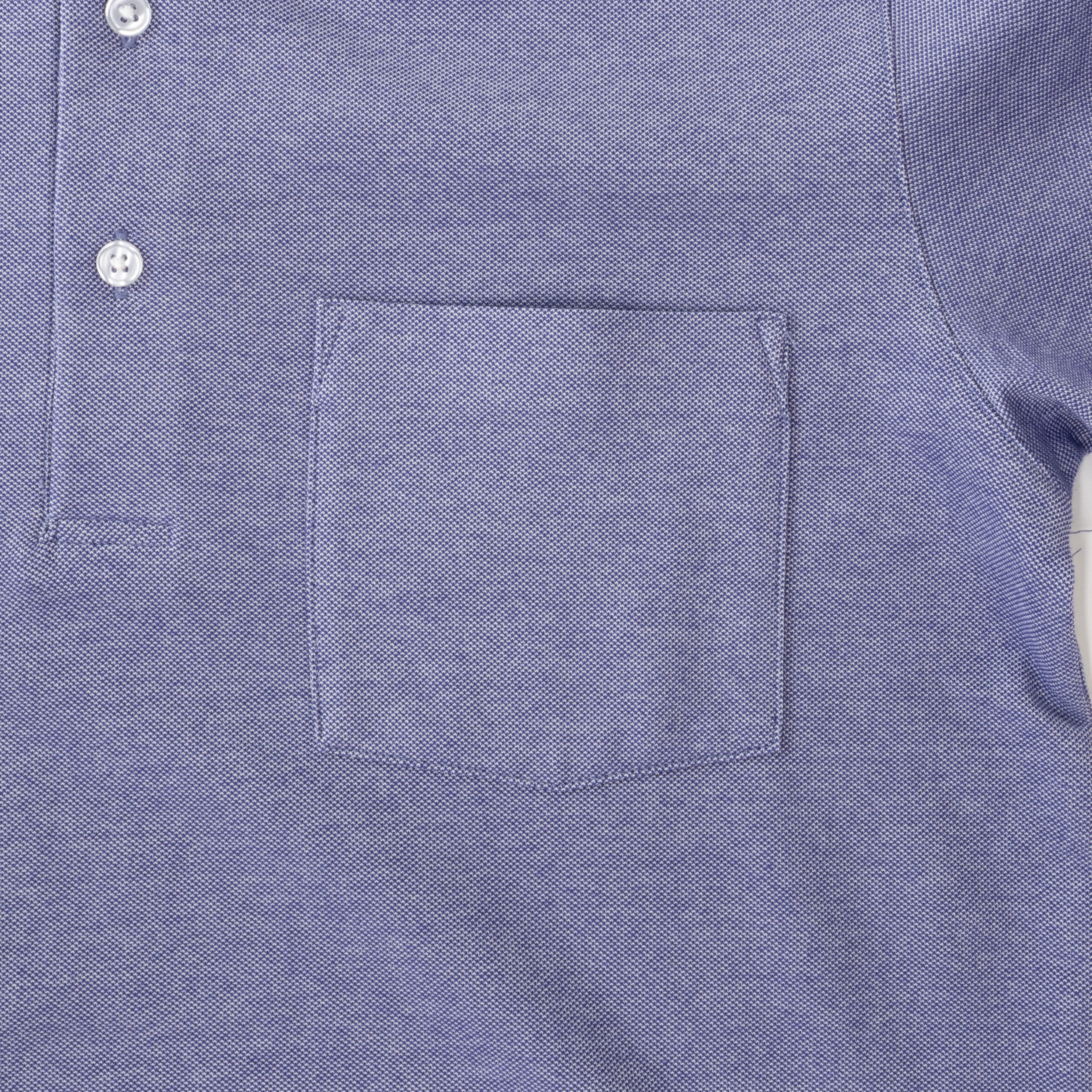 メンズ DRYポロシャツ 半袖 胸ポケット付 杢ブルー