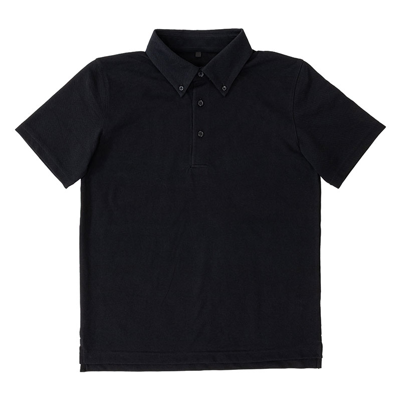 メンズ DRYポロシャツ 半袖 ボタンダウン ブラック