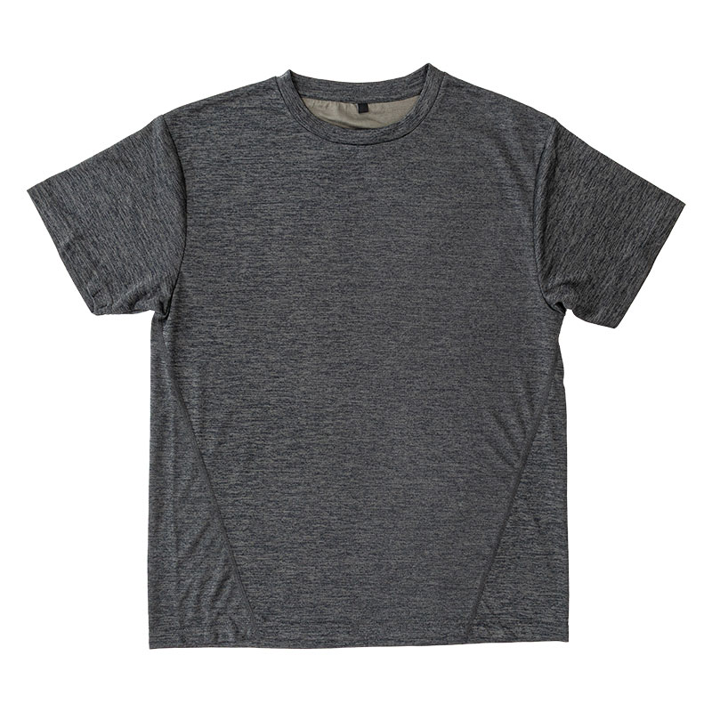 メンズ DRY メッシュTシャツ 丸首 杢チャコール