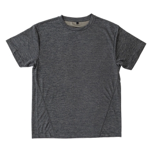 メンズ DRY メッシュTシャツ 丸首 杢チャコール