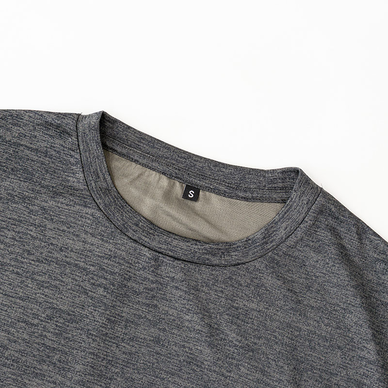 メンズ DRY メッシュTシャツ 丸首 杢チャコール