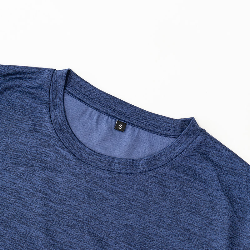メンズ DRY メッシュTシャツ 丸首 杢ネイビー