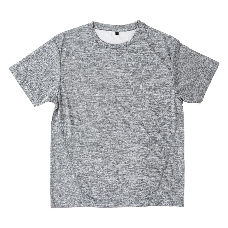 メンズ DRY メッシュTシャツ 丸首 杢グレー