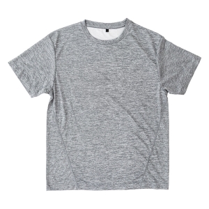 メンズ DRY メッシュTシャツ 丸首 杢グレー