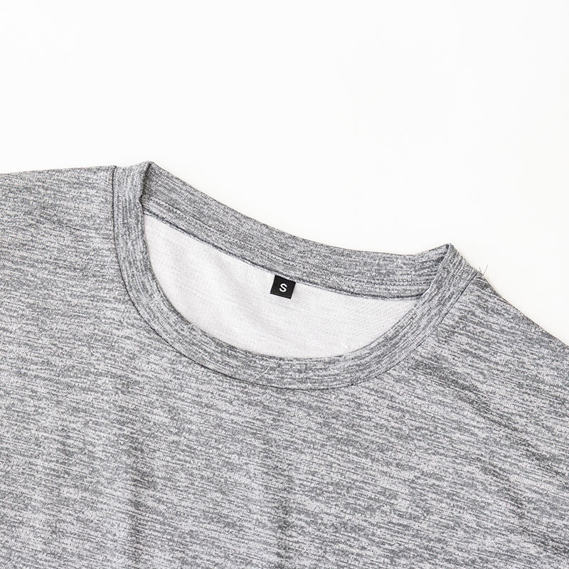 メンズ DRY メッシュTシャツ 丸首 杢グレー