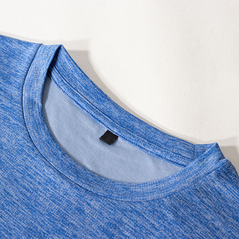 メンズ DRY メッシュTシャツ 丸首 杢サックス