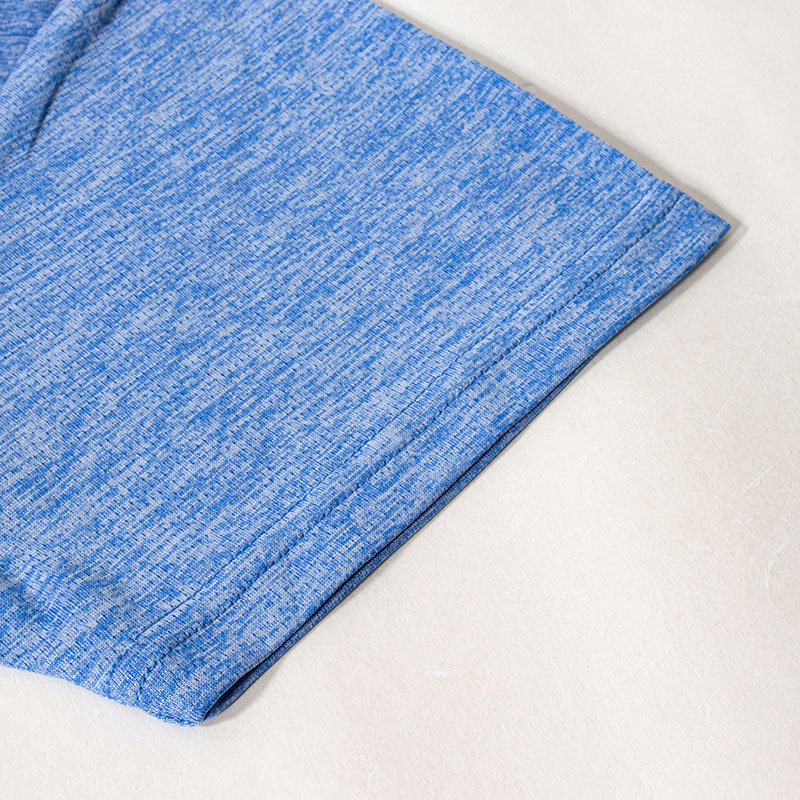 メンズ DRY メッシュTシャツ 丸首 杢サックス