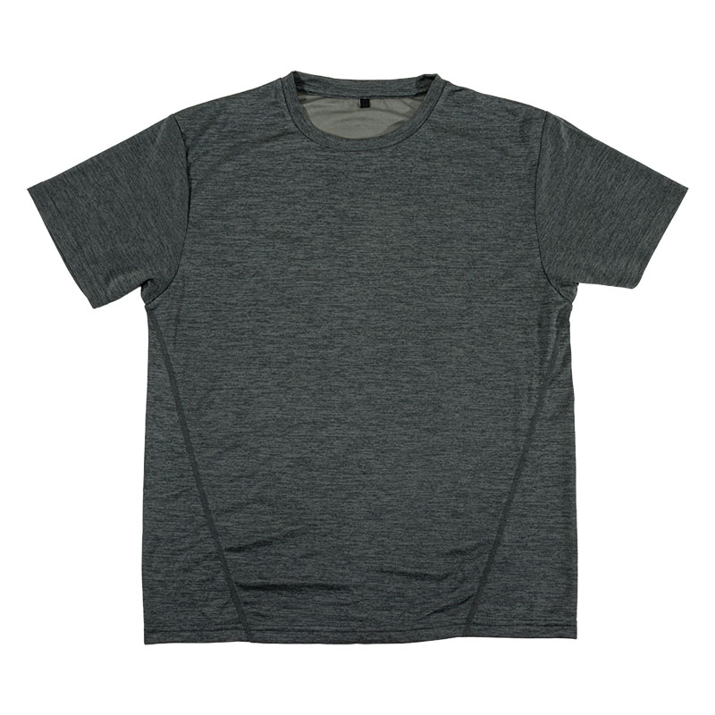 メンズ DRY メッシュTシャツ 丸首 杢グリーン