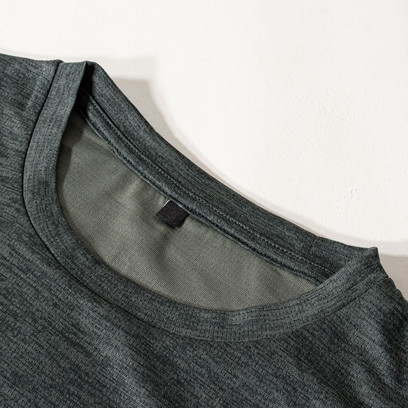メンズ DRY メッシュTシャツ 丸首 杢グリーン