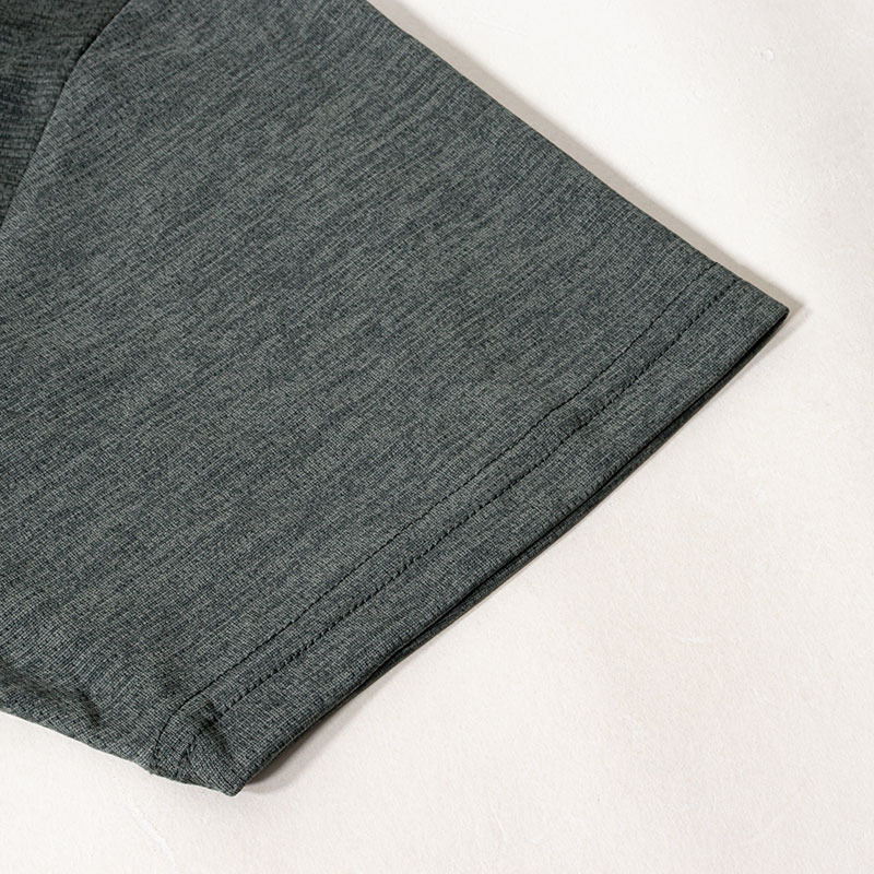 メンズ DRY メッシュTシャツ 丸首 杢グリーン
