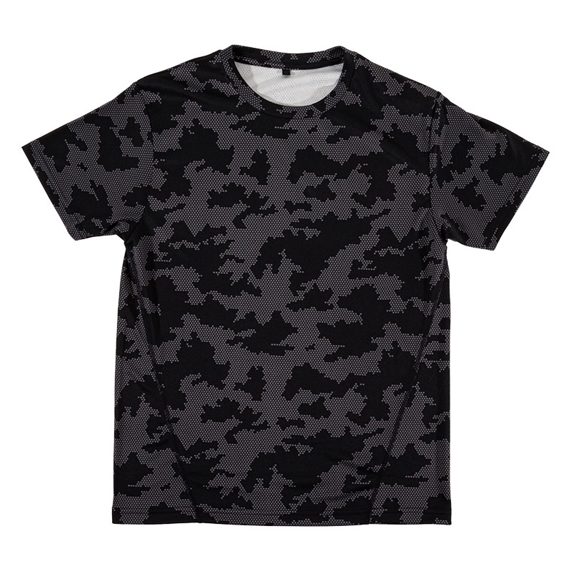 メンズ DRY メッシュTシャツ 丸首 ブラック迷彩