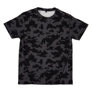 メンズ DRY メッシュTシャツ 丸首 ブラック迷彩