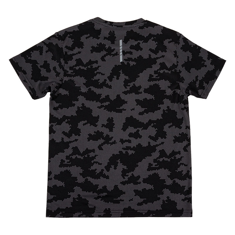 メンズ DRY メッシュTシャツ 丸首 ブラック迷彩