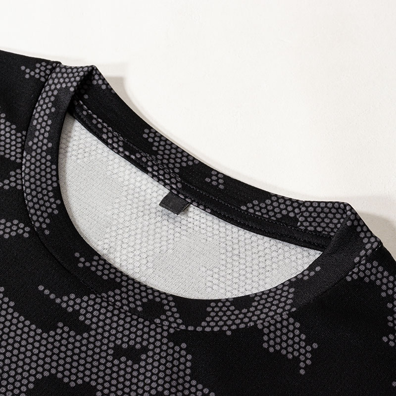 メンズ DRY メッシュTシャツ 丸首 ブラック迷彩