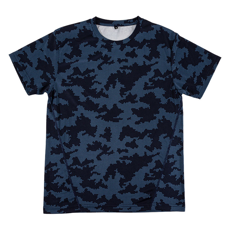 メンズ DRY メッシュTシャツ 丸首 ネイビー迷彩
