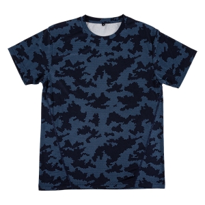 メンズ DRY メッシュTシャツ 丸首 ネイビー迷彩