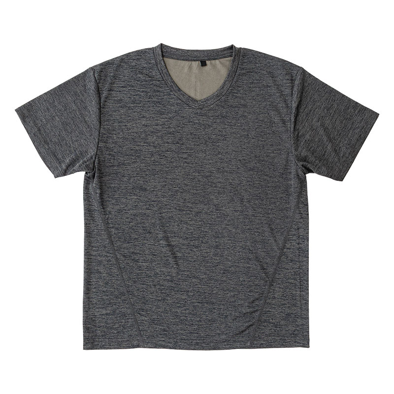 メンズ DRY メッシュTシャツ V首 杢チャコール