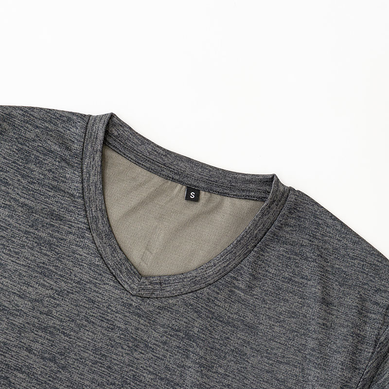 メンズ DRY メッシュTシャツ V首 杢チャコール