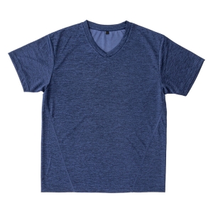 メンズ DRY メッシュTシャツ V首 杢ネイビー