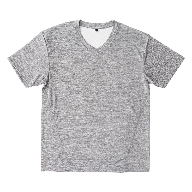 メンズ DRY メッシュTシャツ V首 杢グレー