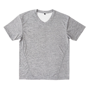 メンズ DRY メッシュTシャツ V首 杢グレー