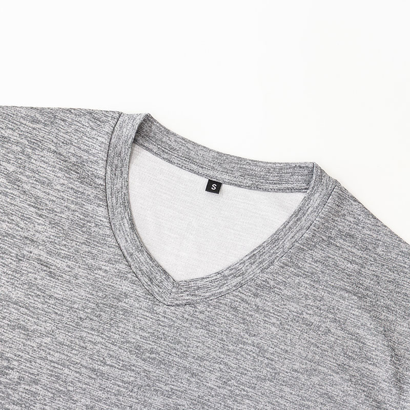 メンズ DRY メッシュTシャツ V首 杢グレー