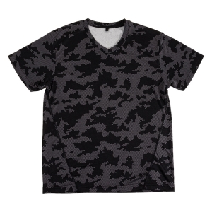 メンズ DRY メッシュTシャツ V首 ブラック迷彩