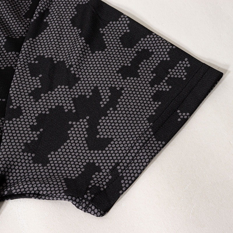 メンズ DRY メッシュTシャツ V首 ブラック迷彩