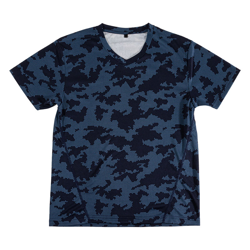 メンズ DRY メッシュTシャツ V首 ネイビー迷彩