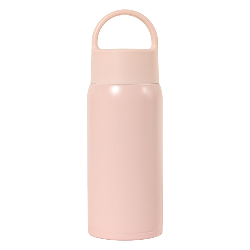 持ち手付 軽量ステンレスマグボトル スクリュータイプ 350ml 保温・保冷 ピンク