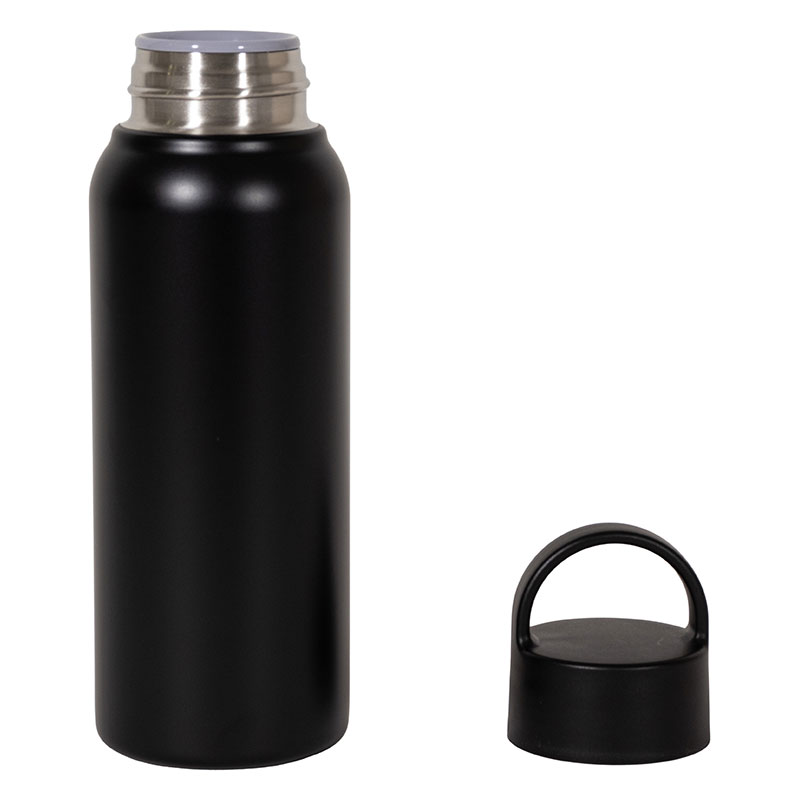 持ち手付 軽量ステンレスマグボトル スクリュータイプ 600ml 保温・保冷 ブラック