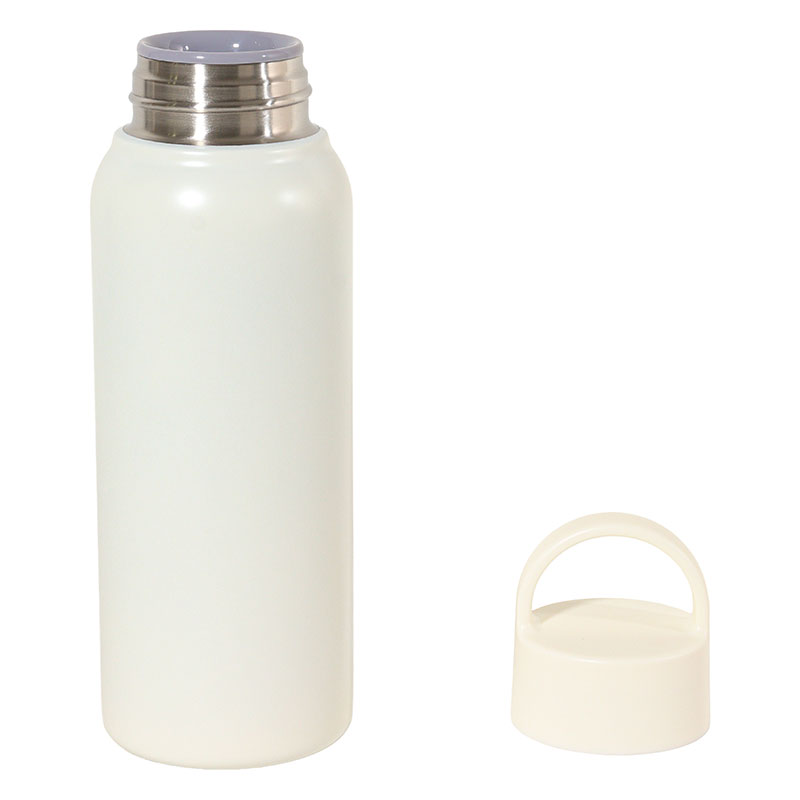 持ち手付 軽量ステンレスマグボトル スクリュータイプ 600ml 保温・保冷 ホワイト