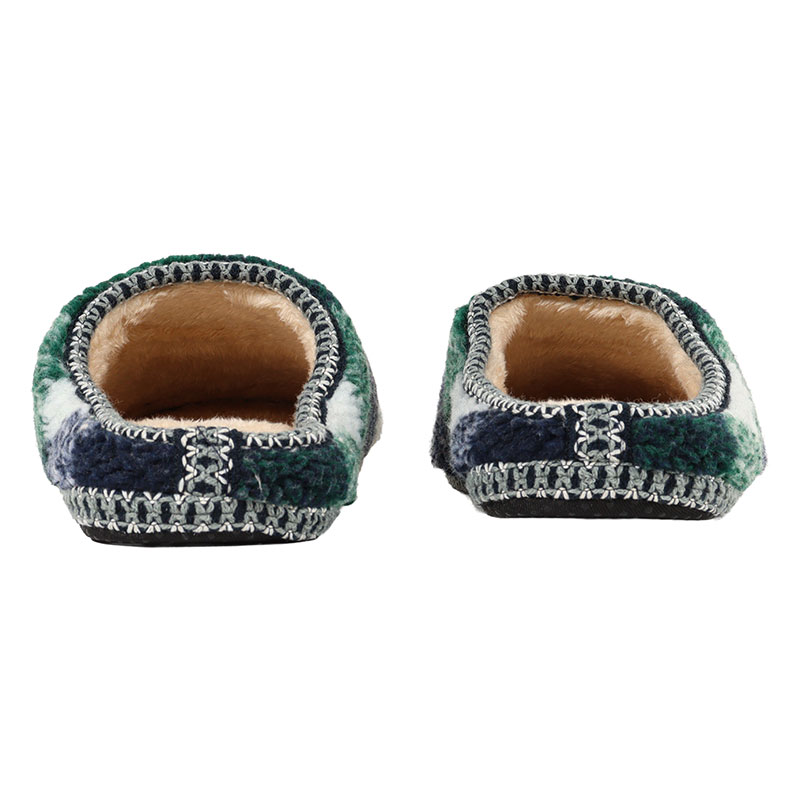 【お取り寄せ商品】ルームスリッパ ボアチェック M（23～25cm）グリーン