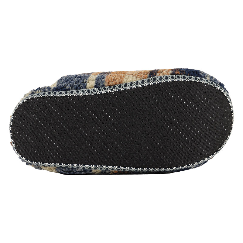 【お取り寄せ商品】ルームスリッパ ボアチェック L（25～27cm）ブラウン＆ネイビー