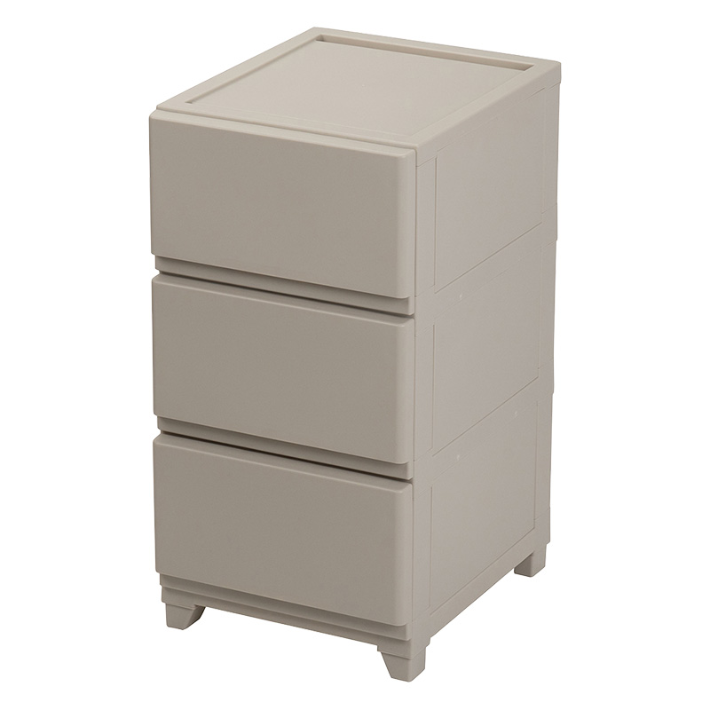 ほこりが入りにくいチェスト 3段 グレージュ