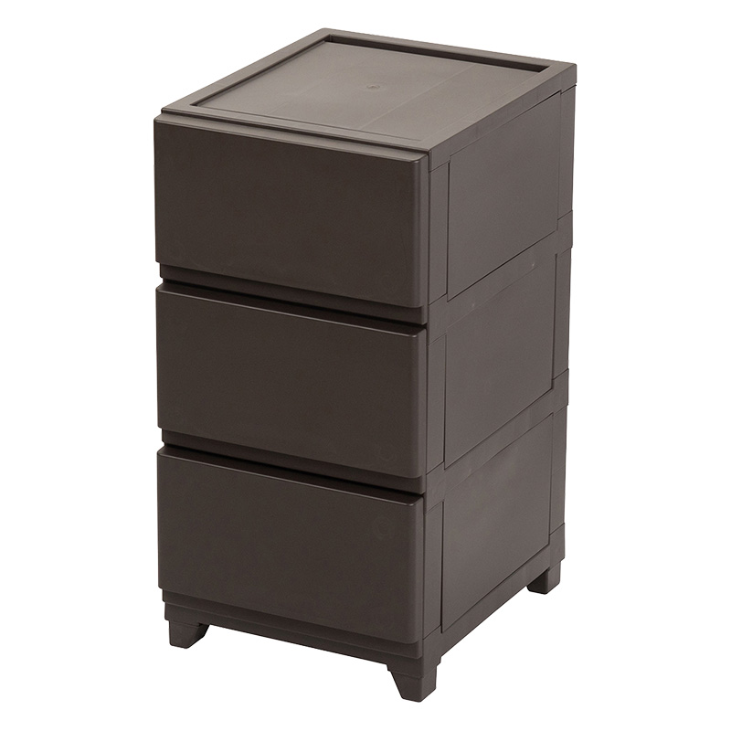 ほこりが入りにくいチェスト 3段 ブラウン