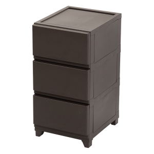 ほこりが入りにくいチェスト 3段 ブラウン