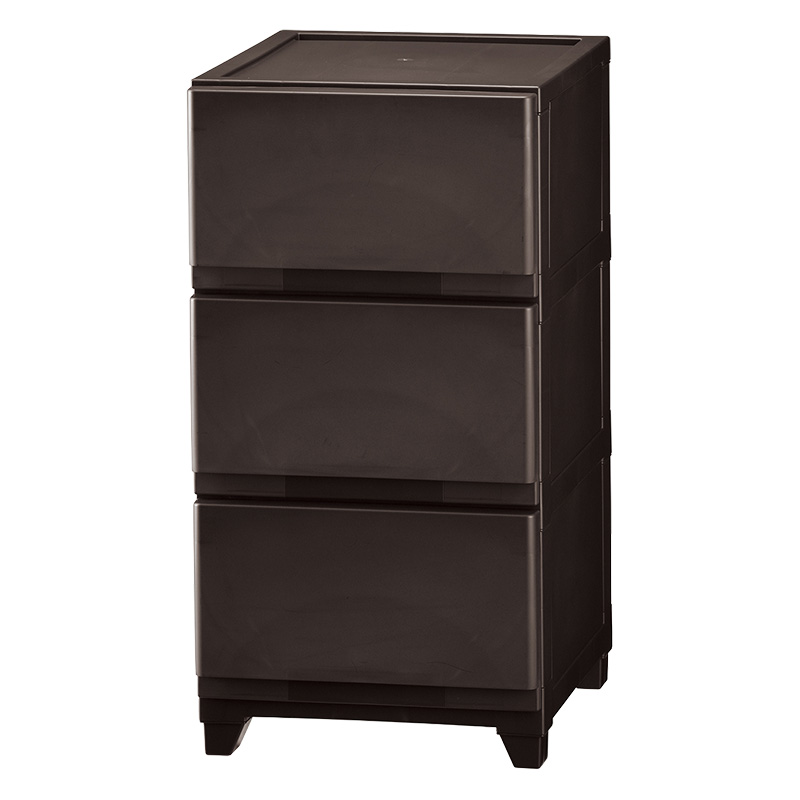 ほこりが入りにくいチェスト 3段 ブラウン