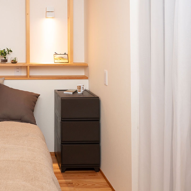 ほこりが入りにくいチェスト 3段 ブラウン