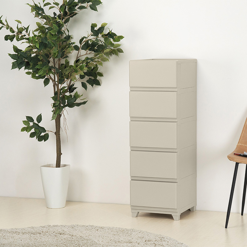 ほこりが入りにくいチェスト 5段 グレージュ