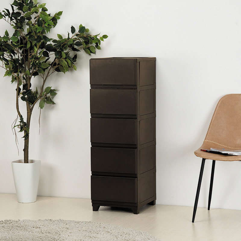 ほこりが入りにくいチェスト 5段 ブラウン