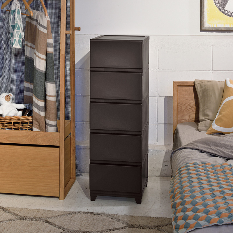 ほこりが入りにくいチェスト 5段 ブラウン