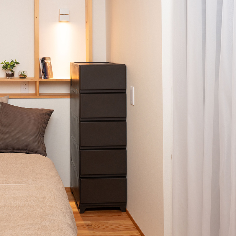ほこりが入りにくいチェスト 5段 ブラウン