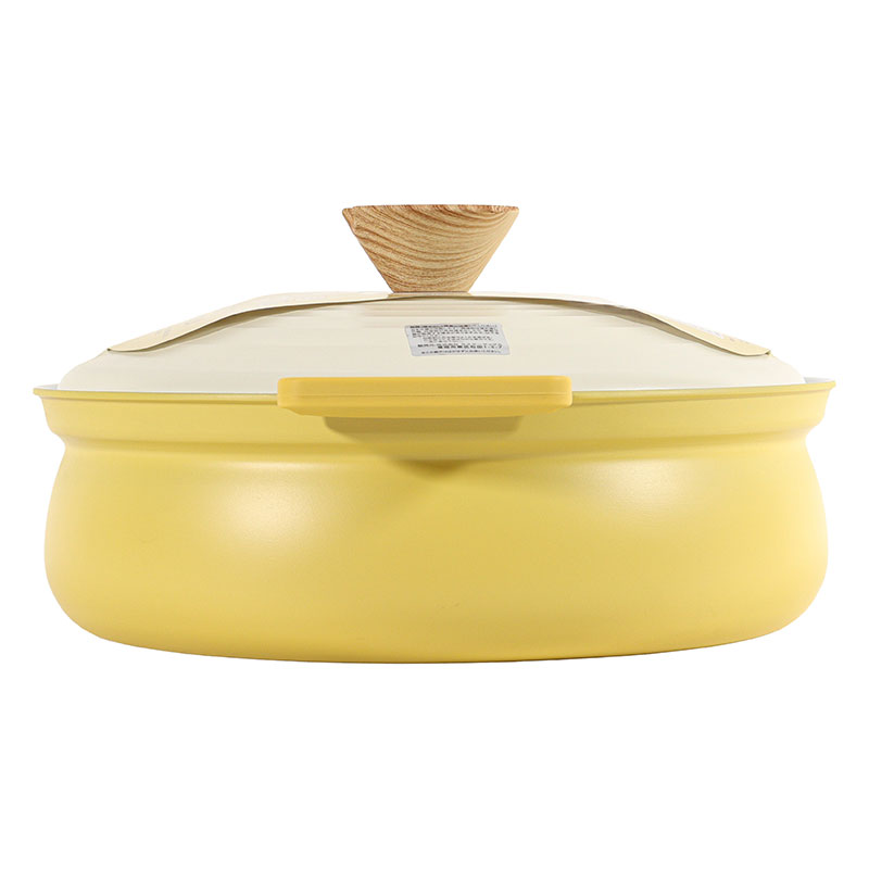 お手入れカンタン 軽量セラミック卓上鍋 27cm(5～6人用)ガス火・IH対応 イエロー