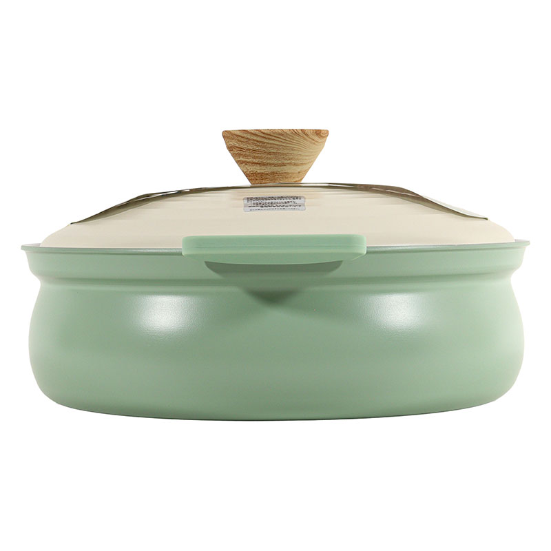 【お取り寄せ商品】お手入れカンタン 軽量セラミック卓上鍋 27cm(5～6人用)ガス火・IH対応 グリーン