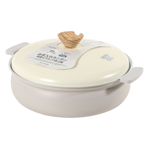 【お取り寄せ商品】お手入れカンタン 軽量セラミック卓上鍋 30cm(6～7人用) ガス・IH対応 グレー