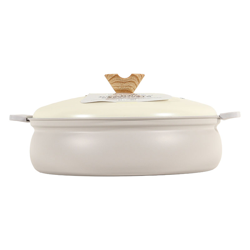 【お取り寄せ商品】お手入れカンタン 軽量セラミック卓上鍋 30cm(6～7人用) ガス・IH対応 グレー