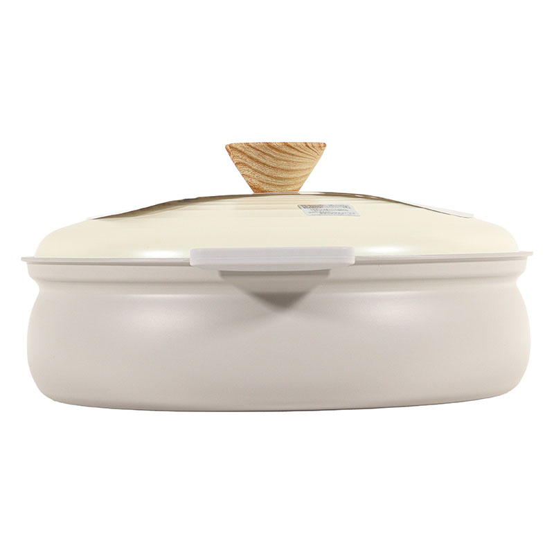 【お取り寄せ商品】お手入れカンタン 軽量セラミック卓上鍋 30cm(6～7人用) ガス・IH対応 グレー