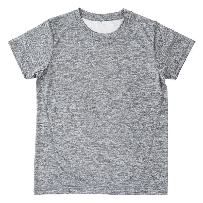 レディース DRY メッシュTシャツ 丸首 杢グレー