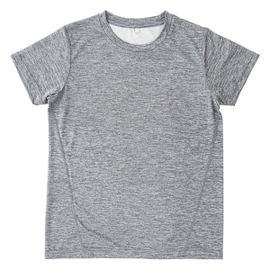 レディース DRY メッシュTシャツ 丸首 杢グレー